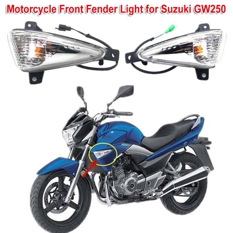 

1Pair Motorcycle Front Fender Light Side Turn Signal Indicator Lamp for Suzuki GW250 Inazuma Haojue