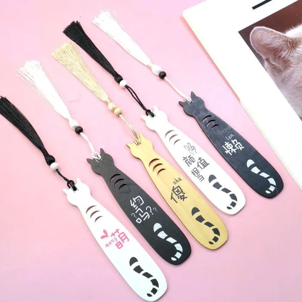 

Creative Exquisite Cat Reading Bookmark Wooden Cute Book Page Marker Cartoon Kawaii Bookclip Student