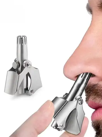 Nose Hair Trimmer Cleaner For Men Women Stainless Steel Manual Mechanical Shaving Razor Washable Hair Removal Tools With Brush