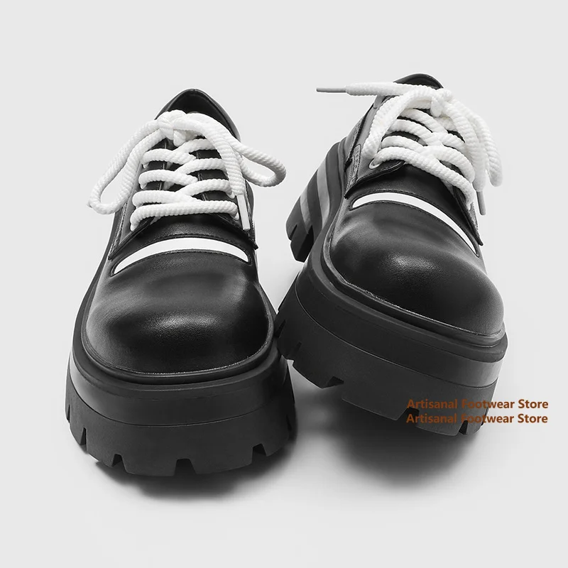 

Thick Soled Derby Shoes Round Toe Causal Shoes Men's Big Round Toe Men's Shoes Trendy Luxury Brand Casual Shoes Men's Shoes