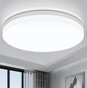 Ultra-thin Round LED Ceiling Lamp Waterproof Flush Mount Fixture 6500K Daylight Modern Home Lighting for Bedroom Kitchen Hallway