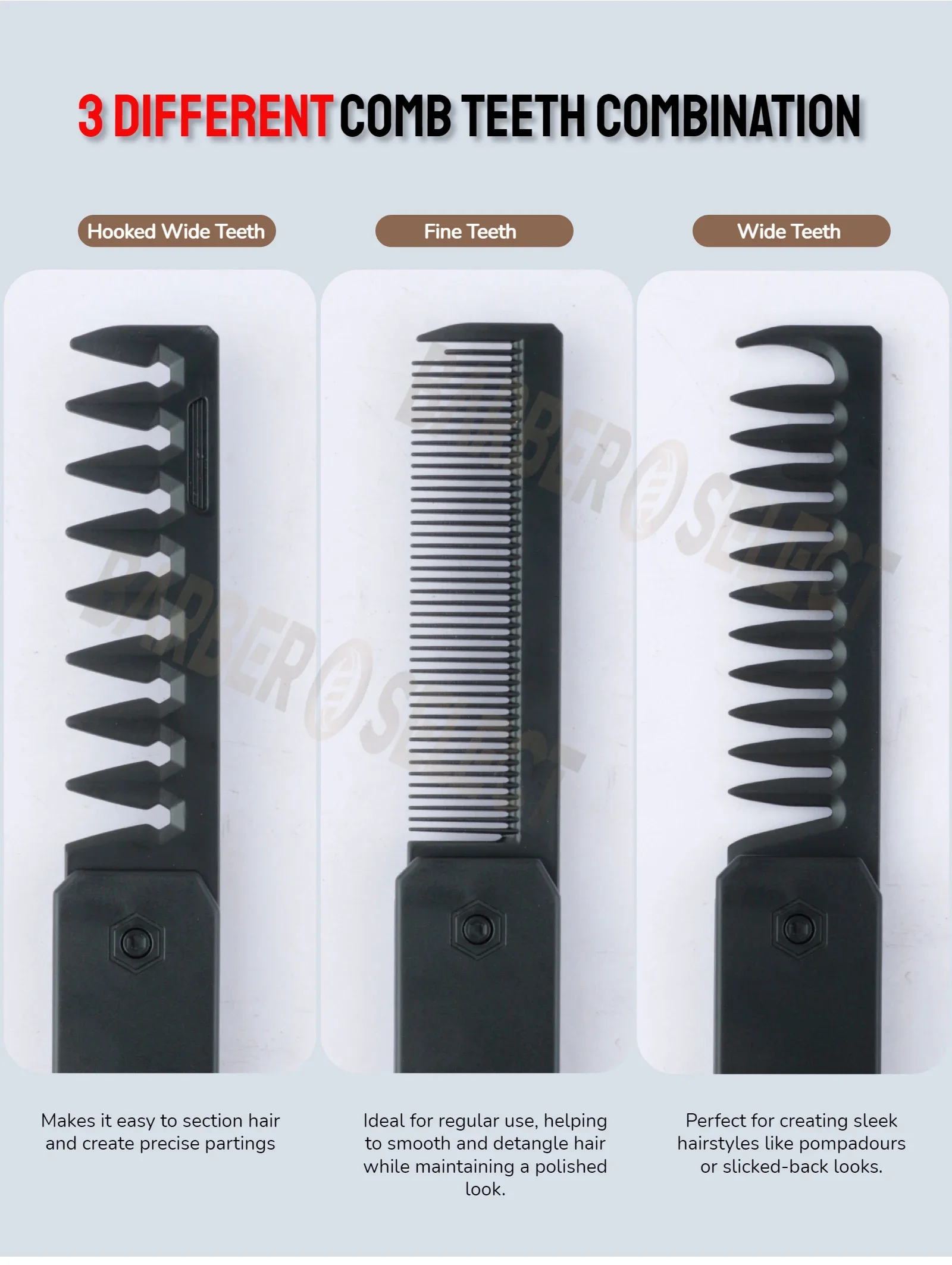 Neuester 1/2/3-in-1 tragbarer Klappkamm, Friseur-Clipper-Kamm, breitzahniger Kamm für Ölhaar, Mini-Bartkamm, Styling-Werkzeug für den Salon. – Detail 7