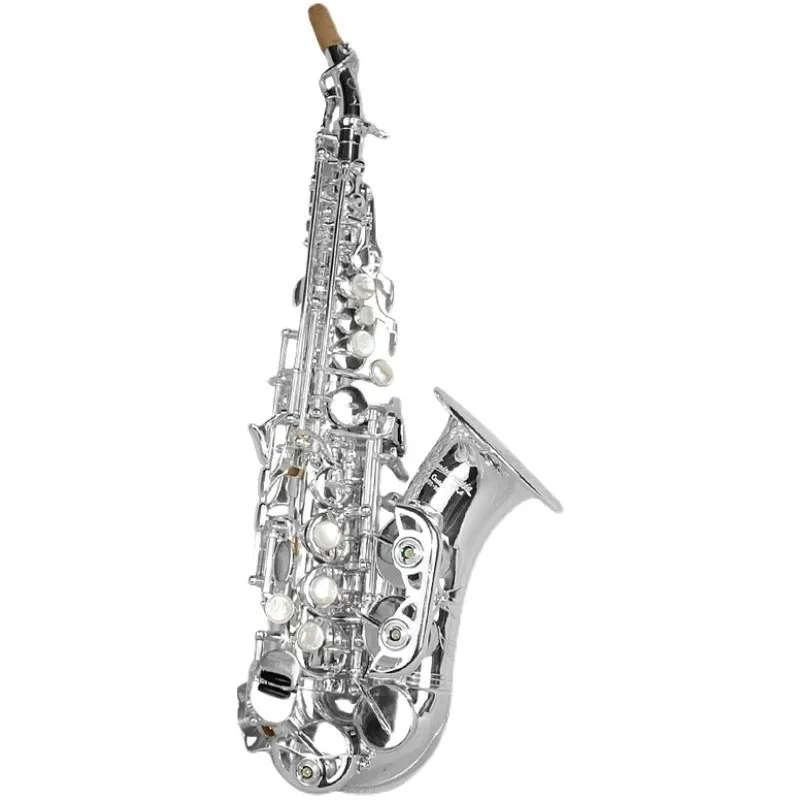 Bb Soprano Saxophone Silver Plated Brass Professional Woodwind Instrument B Flat Sax With Case Musical Instrument Accessories