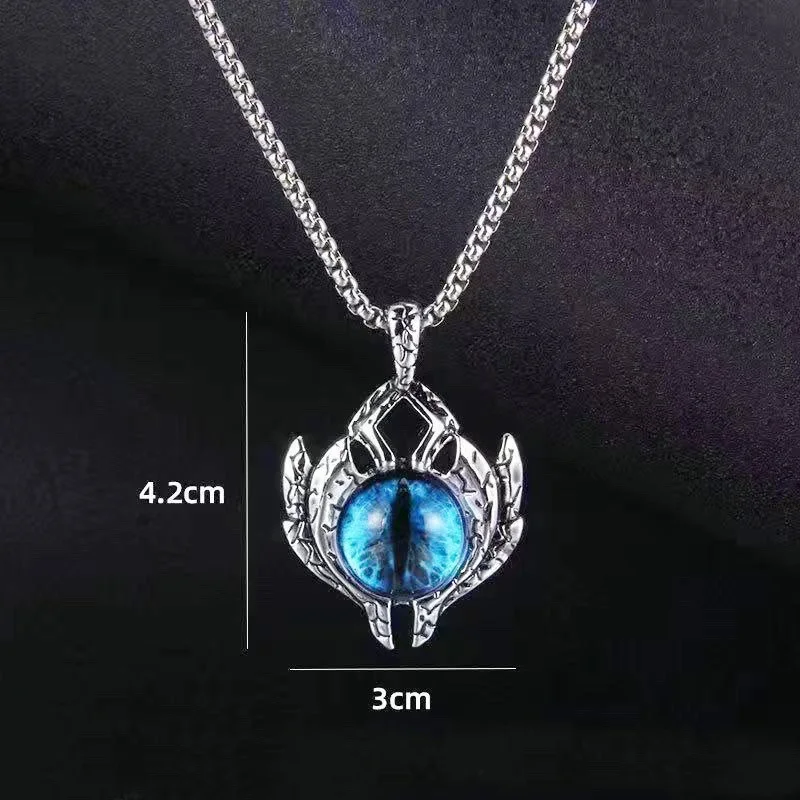 Luminous Demon Eye Pendant Necklace Jewelry Accessories for Women Halloween Flying Dragon Wolf Glowing In The Dark Sweater Chain