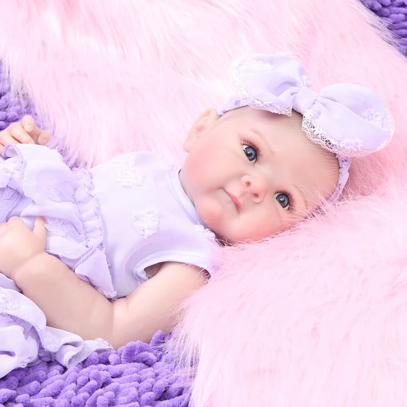 19 Inch Body Life Like Reborn Dolls Complete Finished Realistic Full Soft Vinyl Sweet Smile Girl 3d Painted With Painted Hair