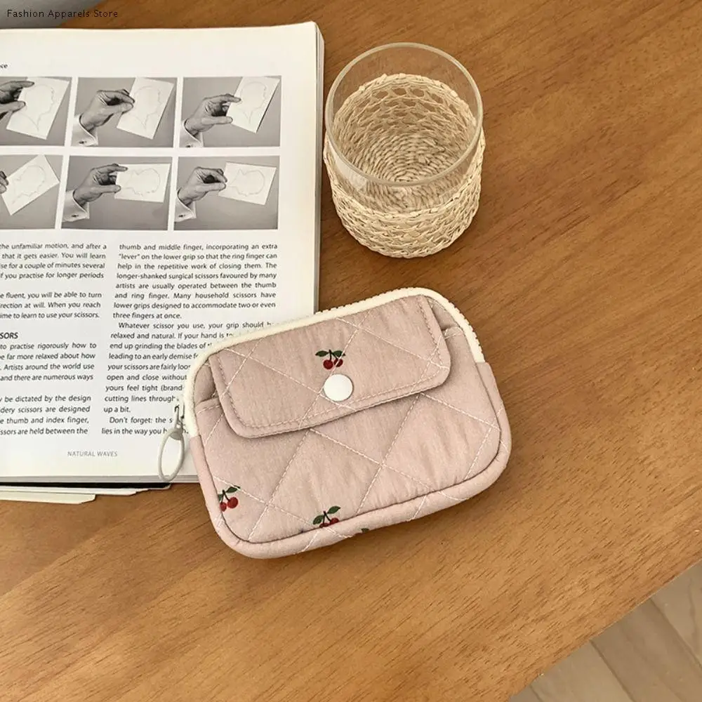 

Stripe Floral Coin Purse Flower Korean Style Small Makeup Lipstick Bag Jewelry Packing Bag Large Capacity
