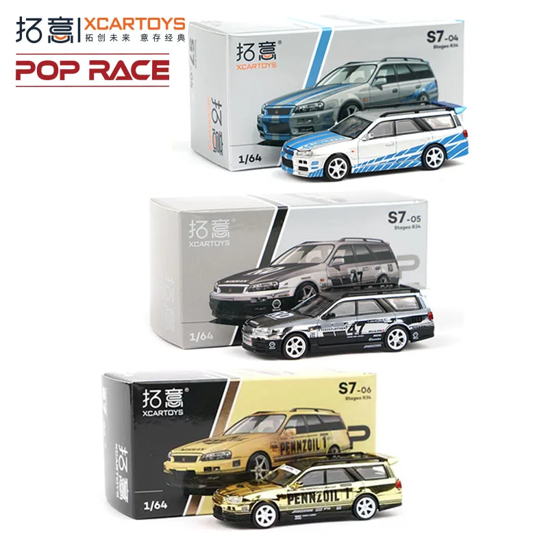 

Литой под давлением POPRACE масштаб 1/64 Tagea R34 Nissan GTR модель автомобиля из сплава Коллекционная игрушка в подарок сувенир дисплей орнамент