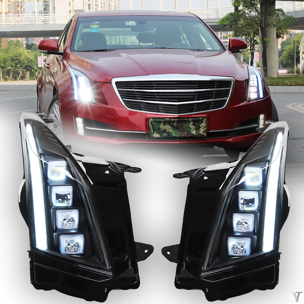 Car Front Headlights for Cadillac ATS LED Headlight Projector Lens 2014-2020 Headlamp Front DRL Dynamic Signal Auto Accessories