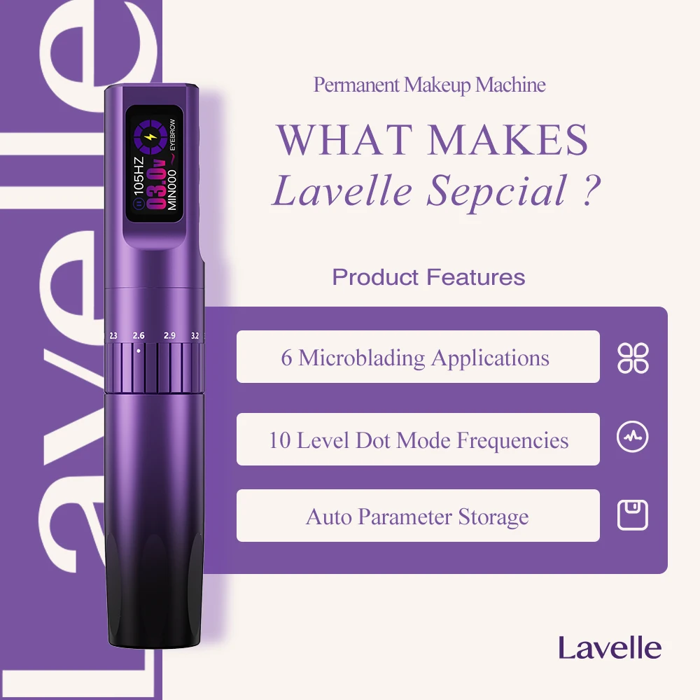 INKin Lavelle قابل للتعديل السكتة الدماغية اللاسلكية آلة تجميل دائم الروتاري القلم الوشم الحاجب الشفاه كحل جهاز