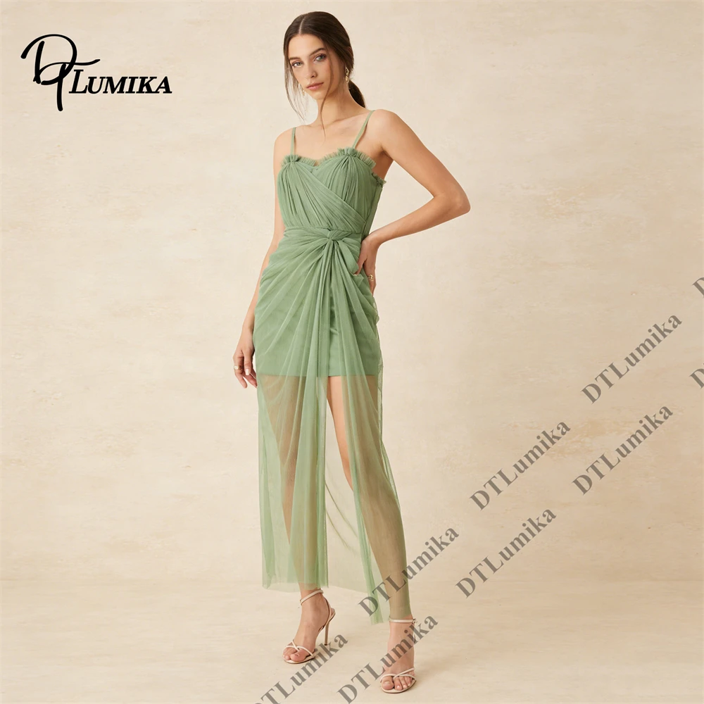 

DTLumika Spaghetti Straps Tulle Dress for Women, Summer Beach Holiday Dresses Party Gown Customized Size & Color Mesh Dresses