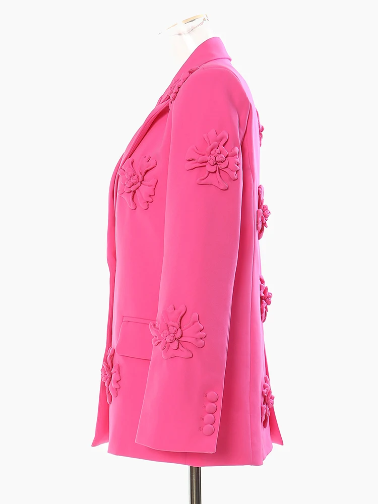 DEAT-Chaqueta holgada de manga larga para mujer, traje de color liso con cuello con muescas, a la moda, novedad de verano, 2024, 17A8418