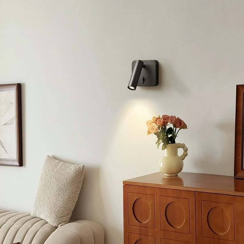 3W COB LED Rotatable Wall Lamp Bedroom Bedside Reading Light Fixture Direction Spotlight Rocker Switch High CRI Indoor Lighting