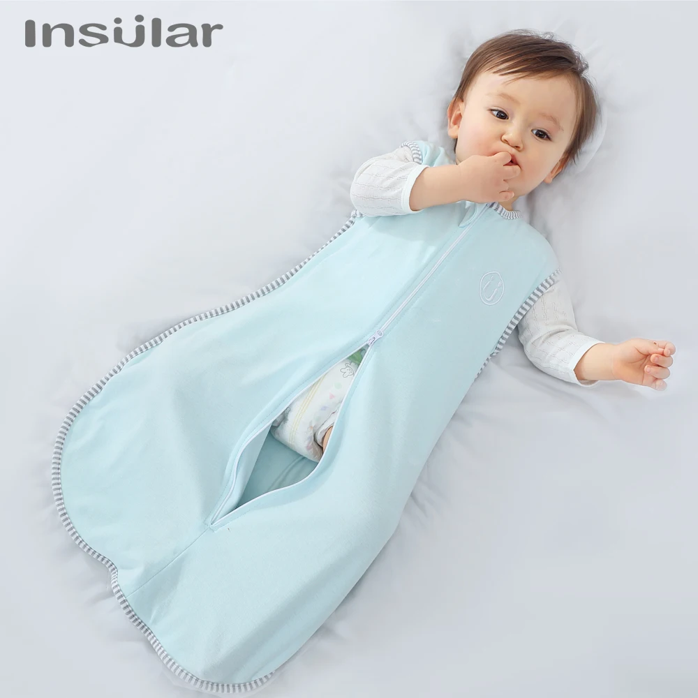 INSULAR 4 Seasons Sleeveless Newborn Zipper Sleeping Bag Cotton Cocoon Sleeping Bag For 0-18 Months Sleeping Sack Baby Kids