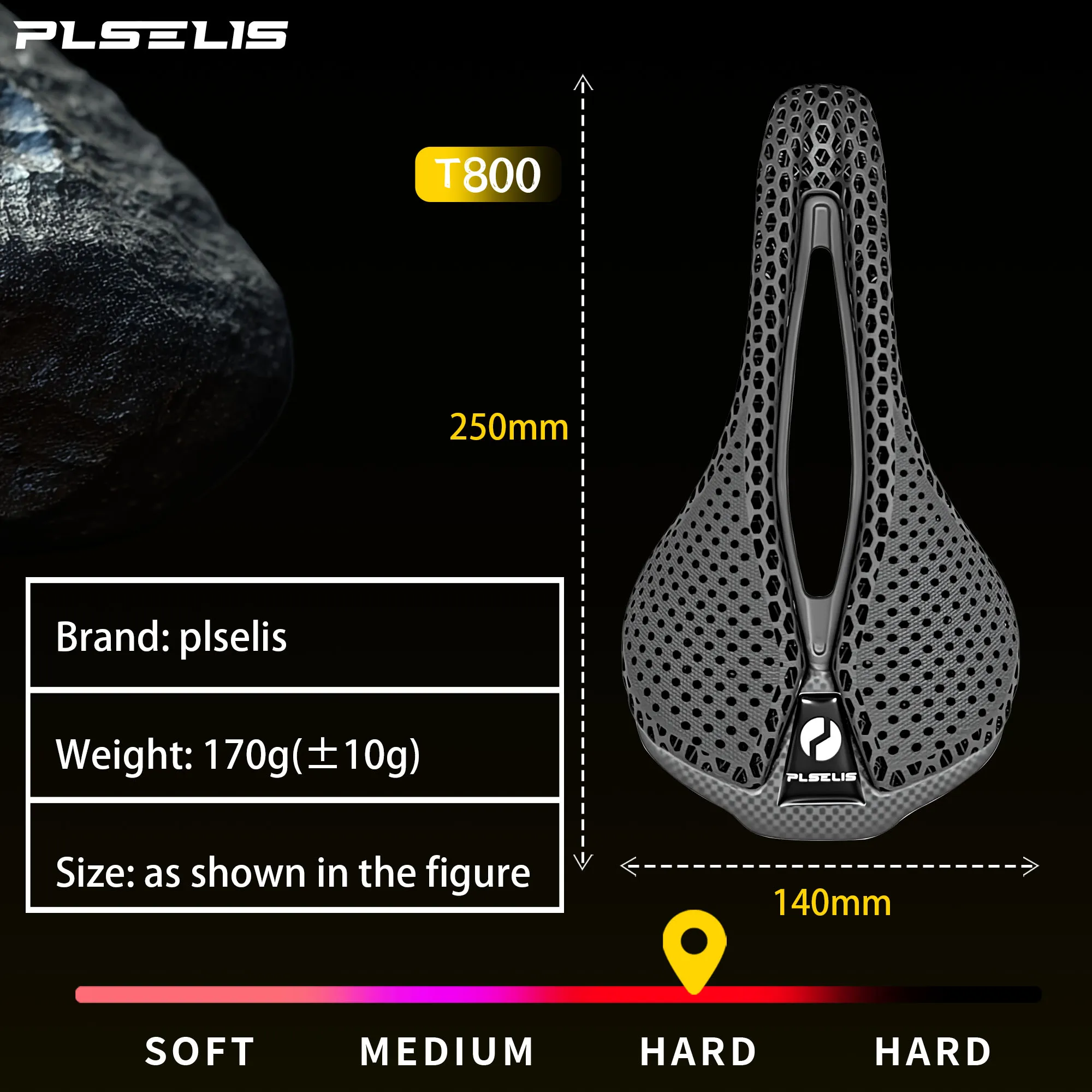 Plselis Full Carbon Fiber Saddle 3D Printing Bicycle Cushion Road Bike Saddle Riding Accessories Lightweight Comfortable Seat I