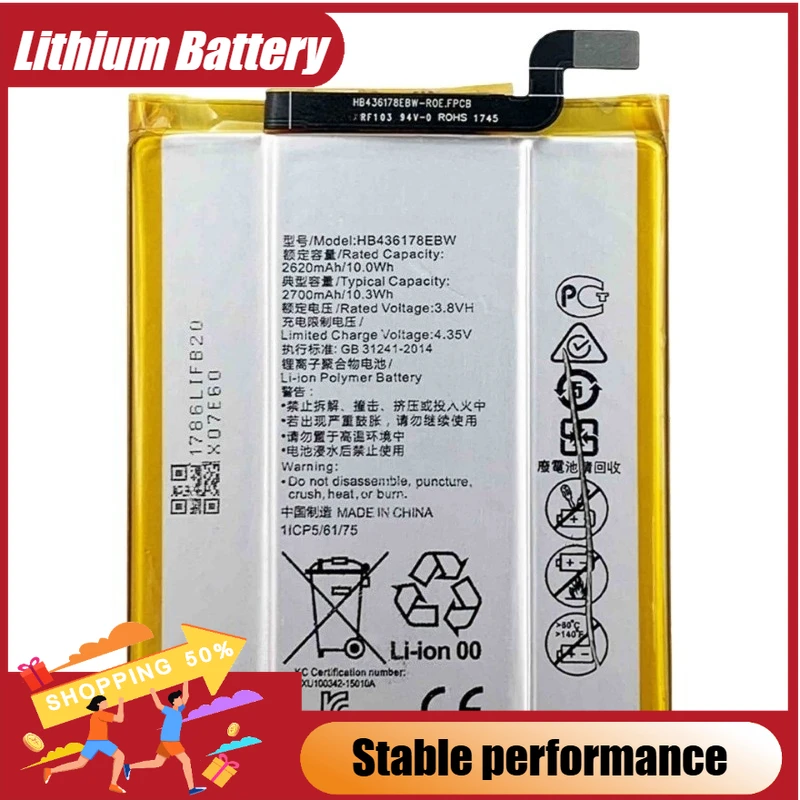 

HB436178EBW Phone Battery 3.8V 2700mAh For Mate S CRR-CL00 UL00 Replacement Battery Brand-New High Quality