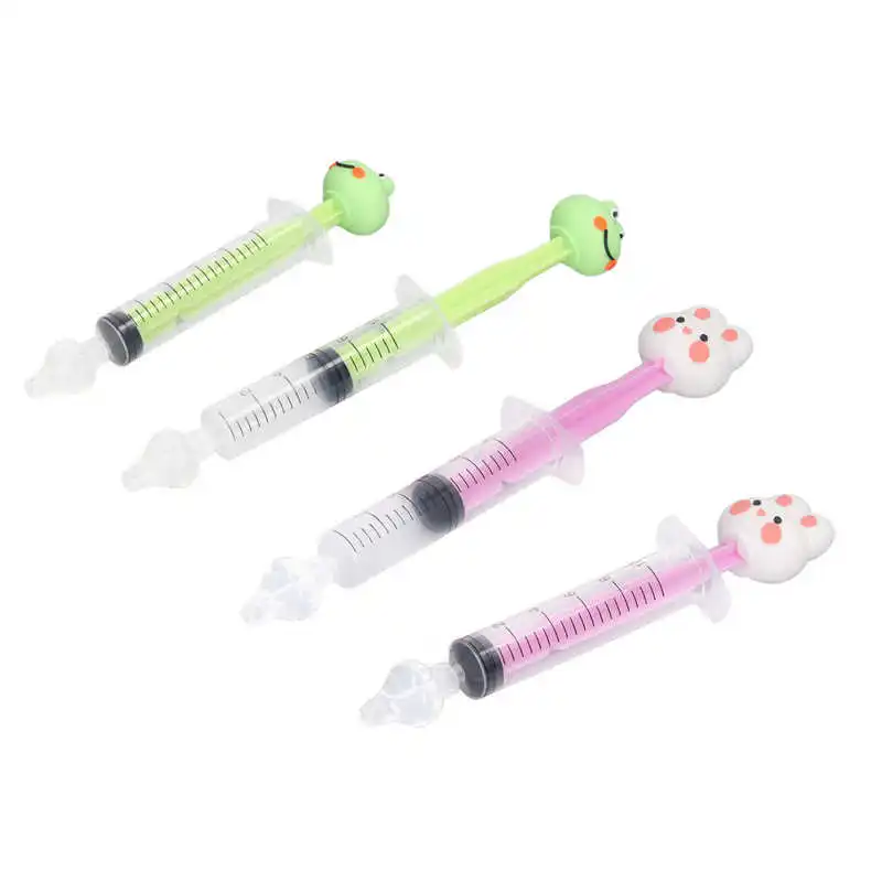 2pcs Baby Nasal Irrigator Cartoon Shaped Syringe Type Silicone Infant Nose Cleaner Rinsing Device