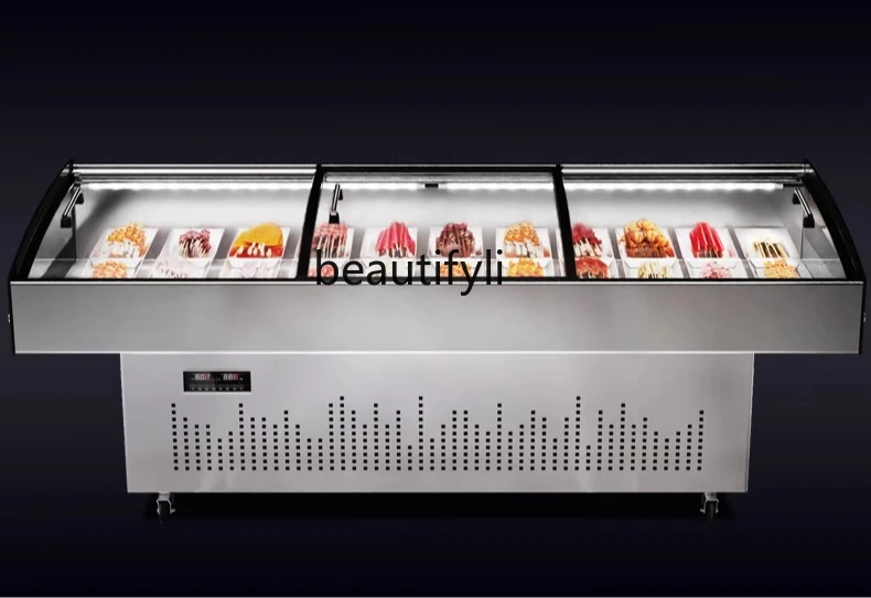 

Stainless Steel Seafood Display Refrigerated Commercial BBQ Ordering Cabinet Hot Pot Flat Freshness Preservation Cabinet