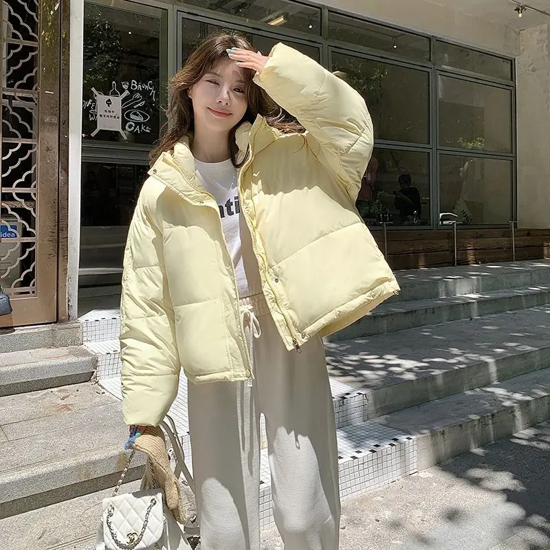 

Women Jacket Short Hooded Down Jacket 2025 Winter Coat Korean Fashion Thick Warm Parkas Loose White Duck Pink Outwear