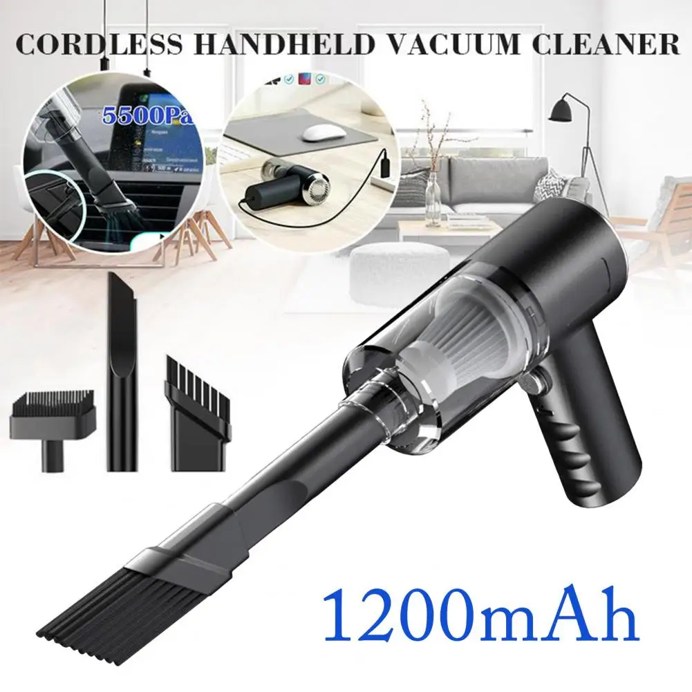 Cordless Car Vacuum Cleaner Powerful Suction Low Noise Compact Portable Rechargeable Handheld Vacuum Cleaner with 2 Nozzles