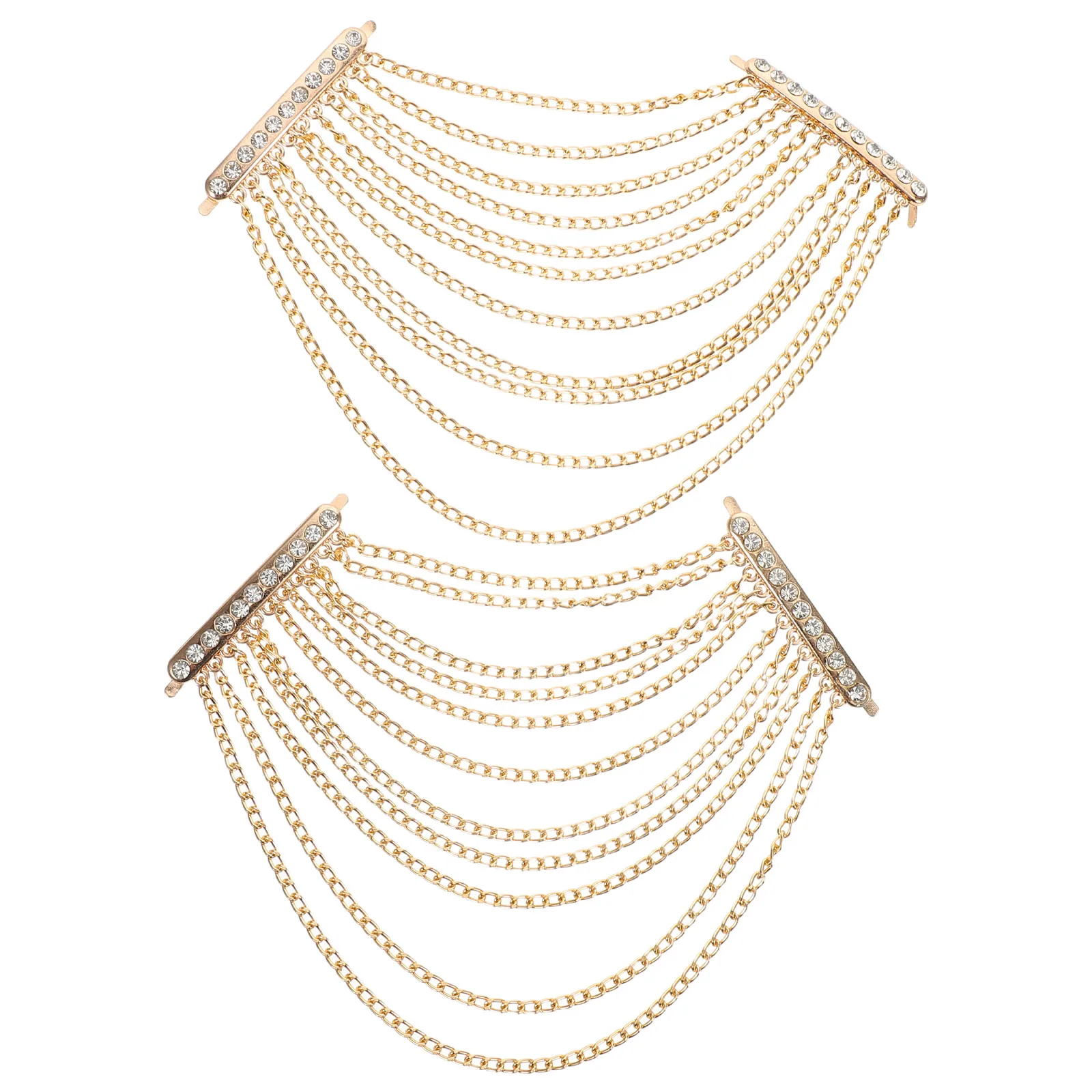 

1 Pair Vintage Rhinestone Shoulder Epaulets Handmade Chain Brooch Costume Decor Suit Accessories Retro Tassel Shoulder Badge