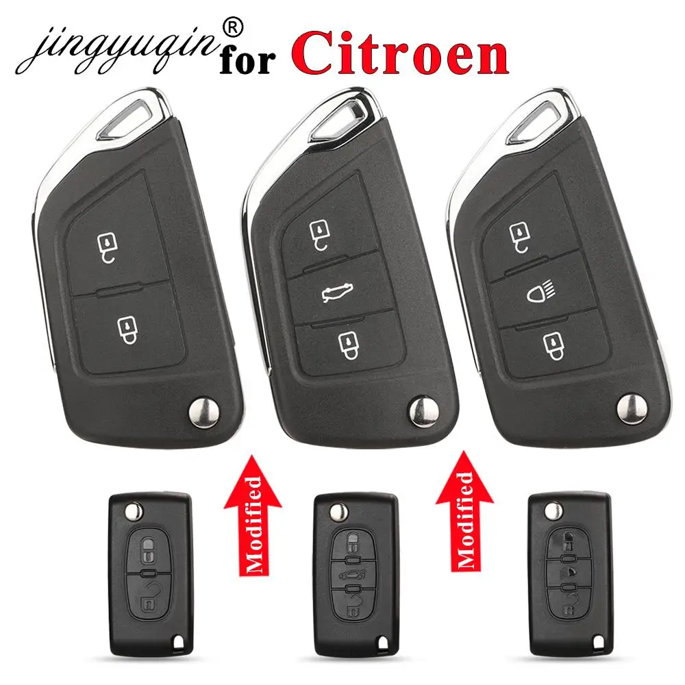 

jingyuqin Modified Filp Remote Car Key Shell For Citroen С2 C4 С3 С5 C6 DS4 DS3 DS5 C-Elysee Berlingo Dispatch Picasso HU83/VA2