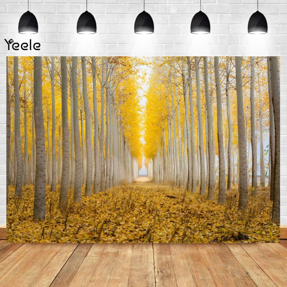 Fall Photography Backdrop Autumn Backdrop Golden Fallen Leaves Real Natural Landscape Background Party Decoration Studio Props