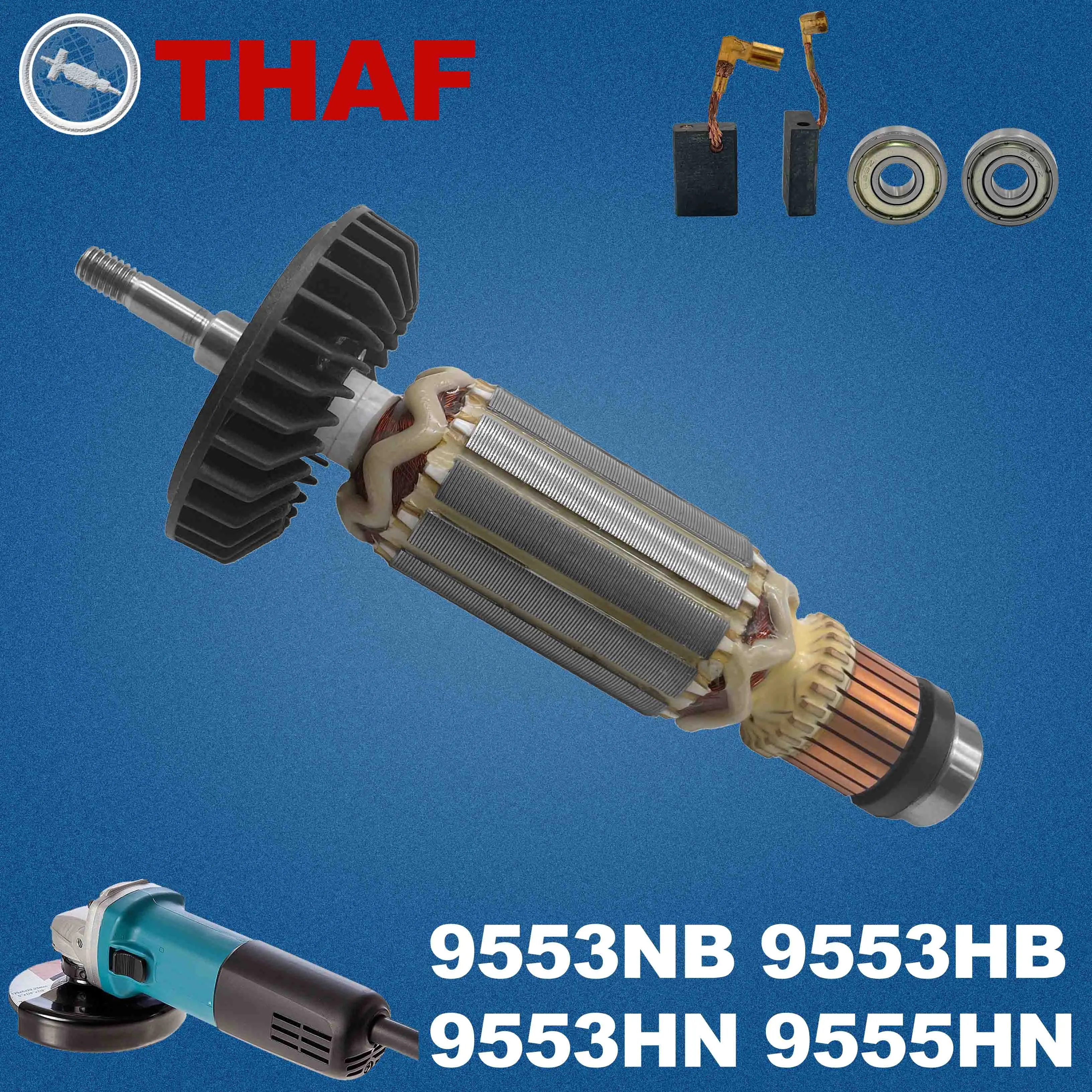 AC 220V 240V 9553NB 9553HB 9553HN 9555HN Armadura Rotor para MAKITA 9553 9555 Combi Rebarbadora Peças de reposição Esmerilhadeira 510105-3