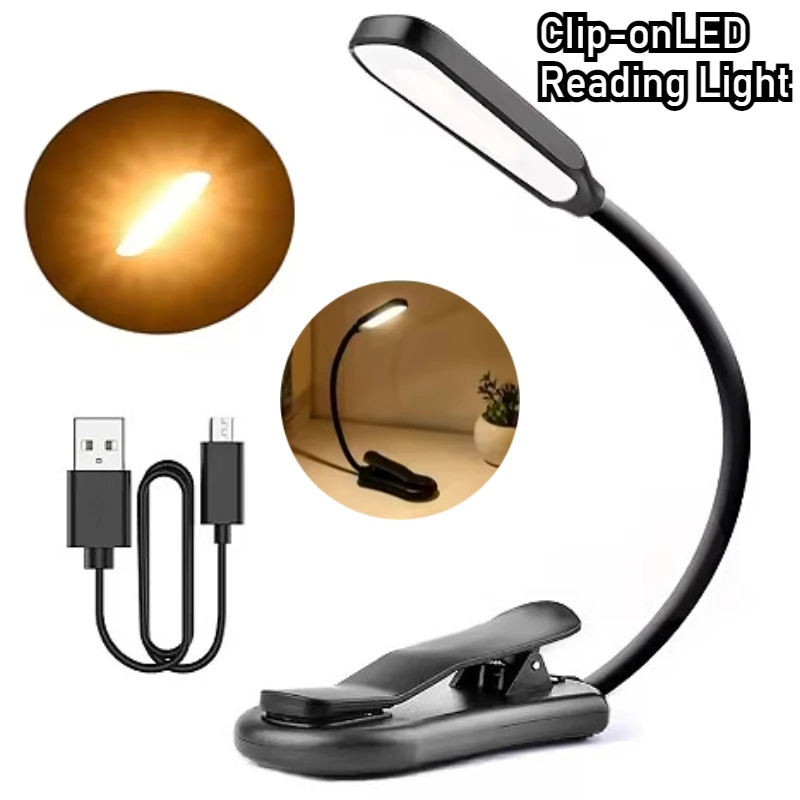 

Перезаряжаемая книжная лампа, 7-светодиодная лампа для чтения, гибкий зажим для ночного чтения