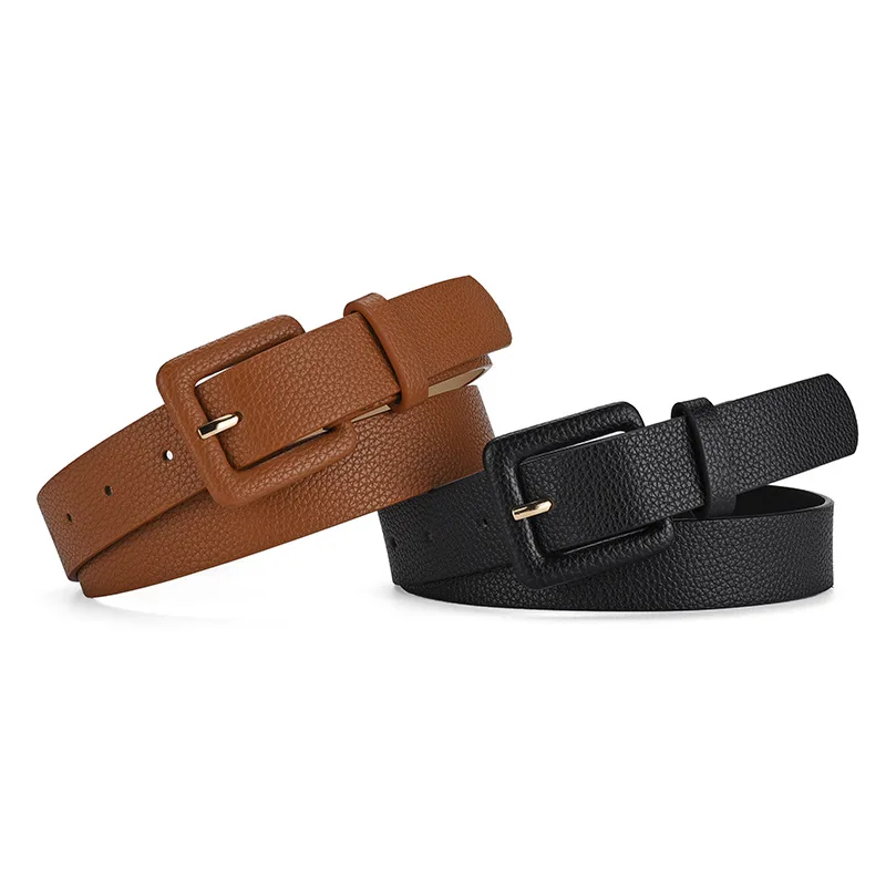 

New Fashion Pin Buckle Belt Ladies Senior Sense of Lychee Grain Versatile Down Coat Bag Buckle Belt Female