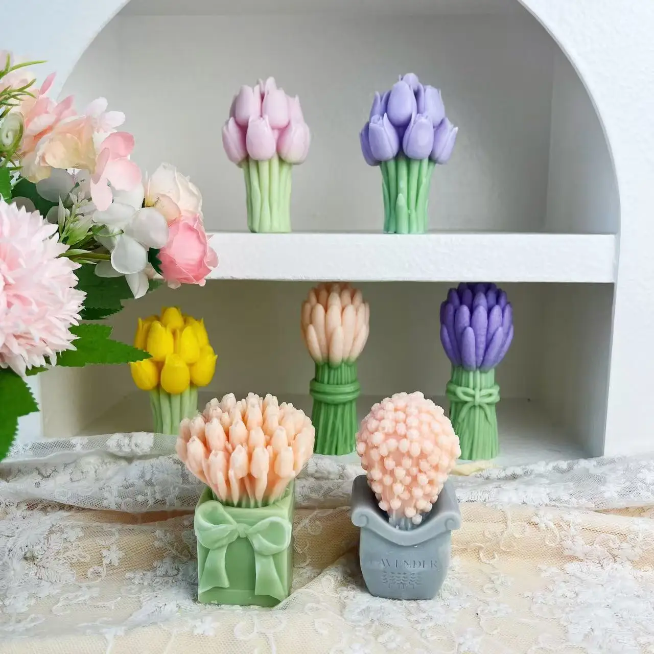 

Lavender Tulip Silicone Candle Mold DIY Flower Bouquet Ornaments Molds Handmade Soap Mould