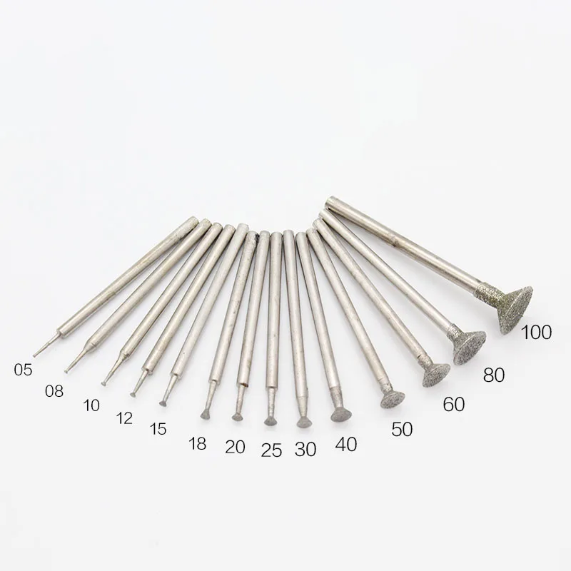 Mata Bor เจียรเพชรก้านขนาด2.35/3มม. สำหรับเครื่องมือตัดแบบโรตารี่ของ Dremel