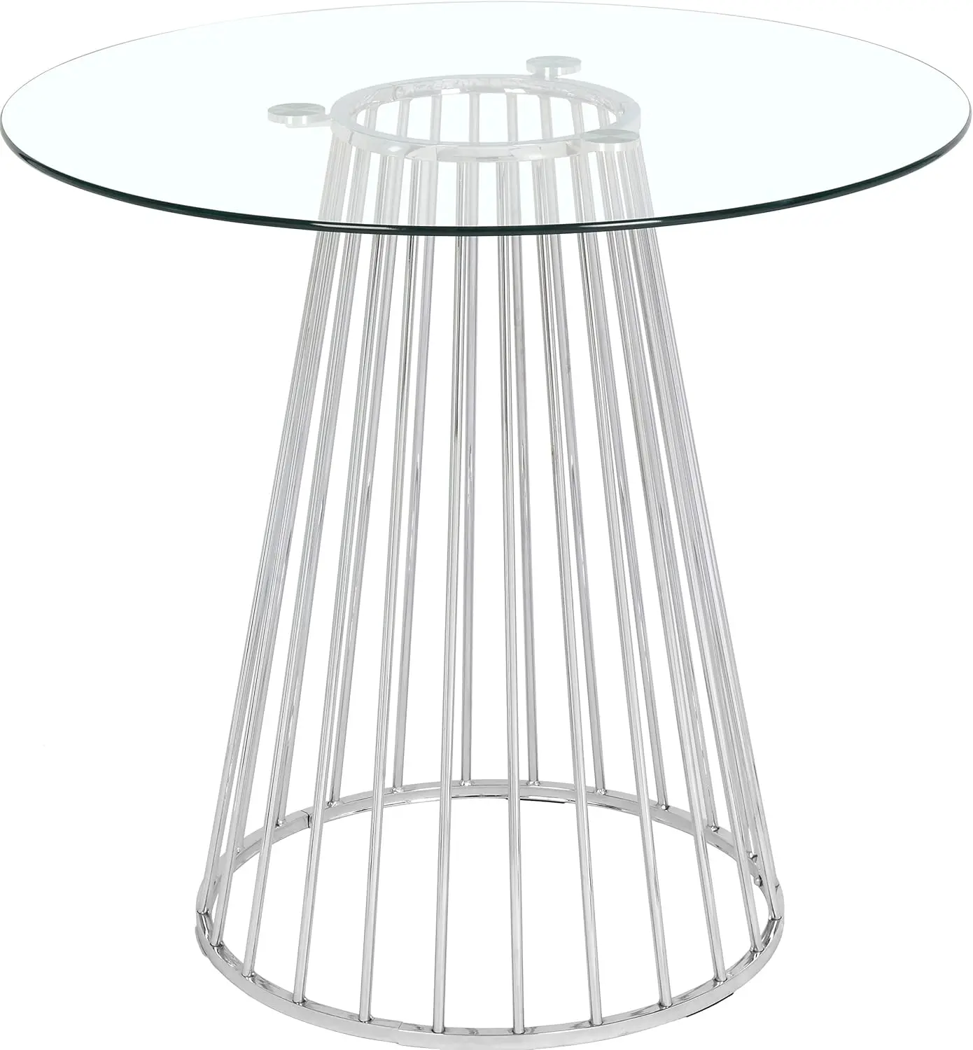 Furniture Gio Collection Modern | Contemporary Clear Tempered Glass Top Table with Wired Design, Durable Metal Base