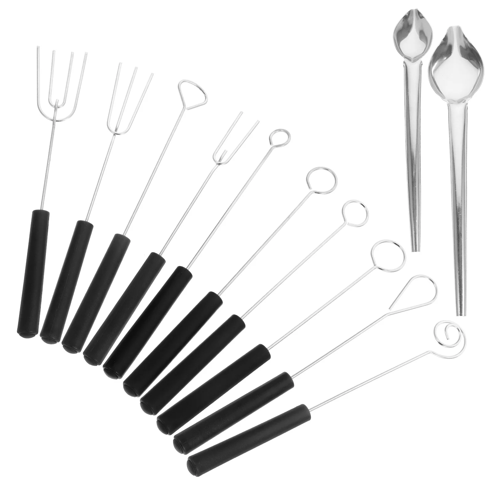 

1Set Stainless Steel Sauce Painting Spoon Fork Set Kitchen Chocolate Dipping Tools Candy Making Tools Culinary Decorating