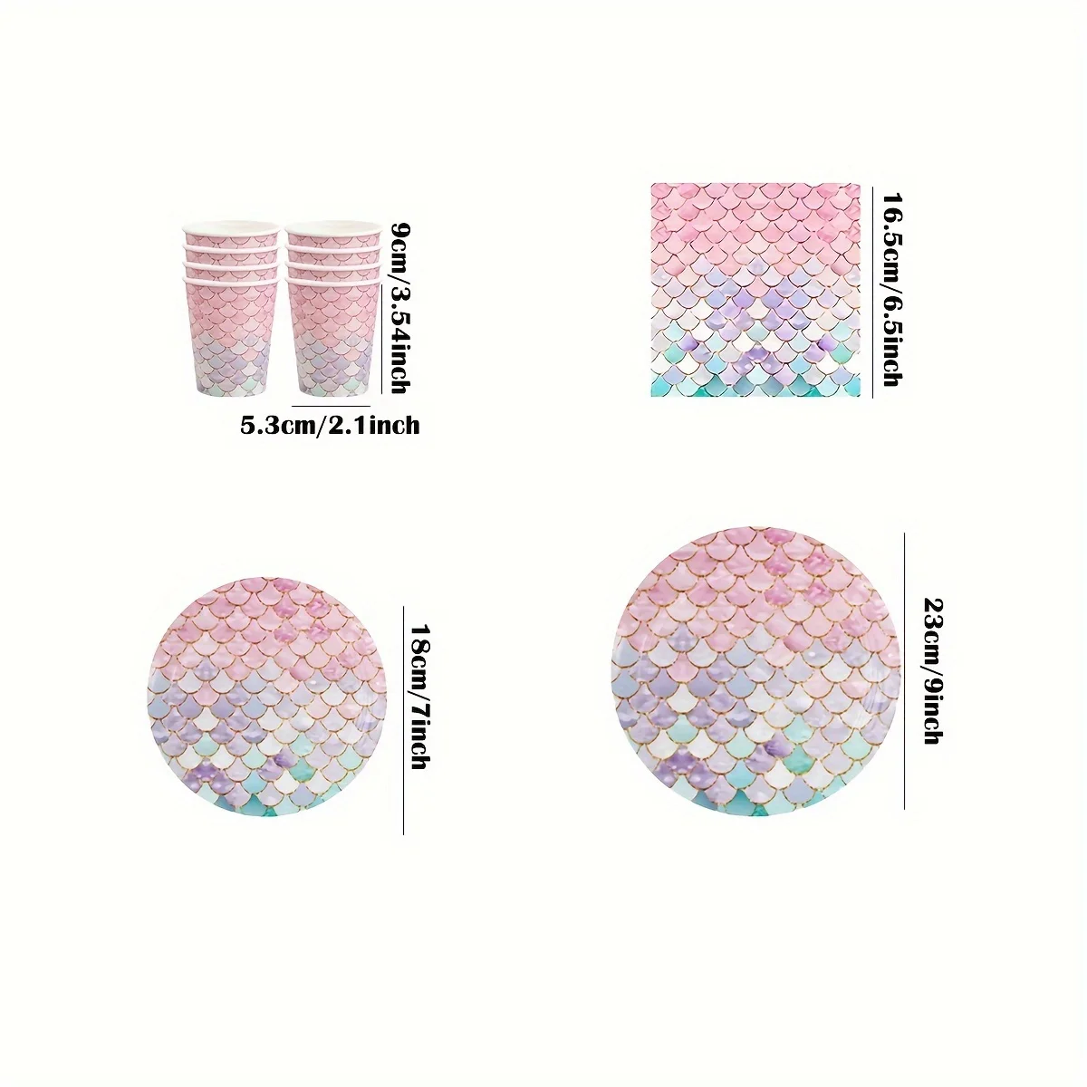 Mermaid scale Theme Birthday Party Decorations Disposable Tableware Set Paper Plates Napkins Cups