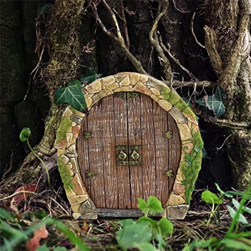 HHTL Mini Fairy Garden Sculpture, Fairy Garden Miniature Gnome House Doors And Windows,