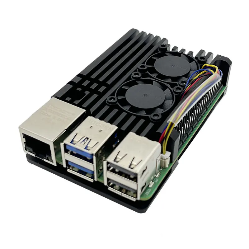 

Алюминиевый корпус Raspberry Pi 5, металлический корпус с двумя вентиляторами для RPI 5 Pi5