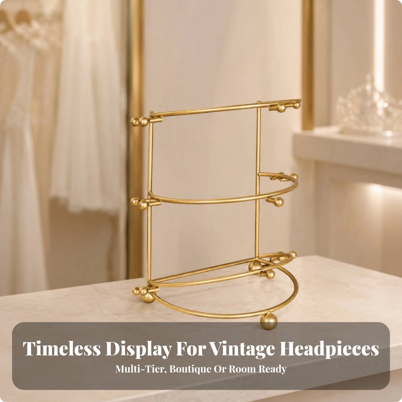 Tiara Display Rack Bridal Crown Display Stand Tiara Holder Compact Crown Holder Sturdy for Brides, Wedding Boutiques