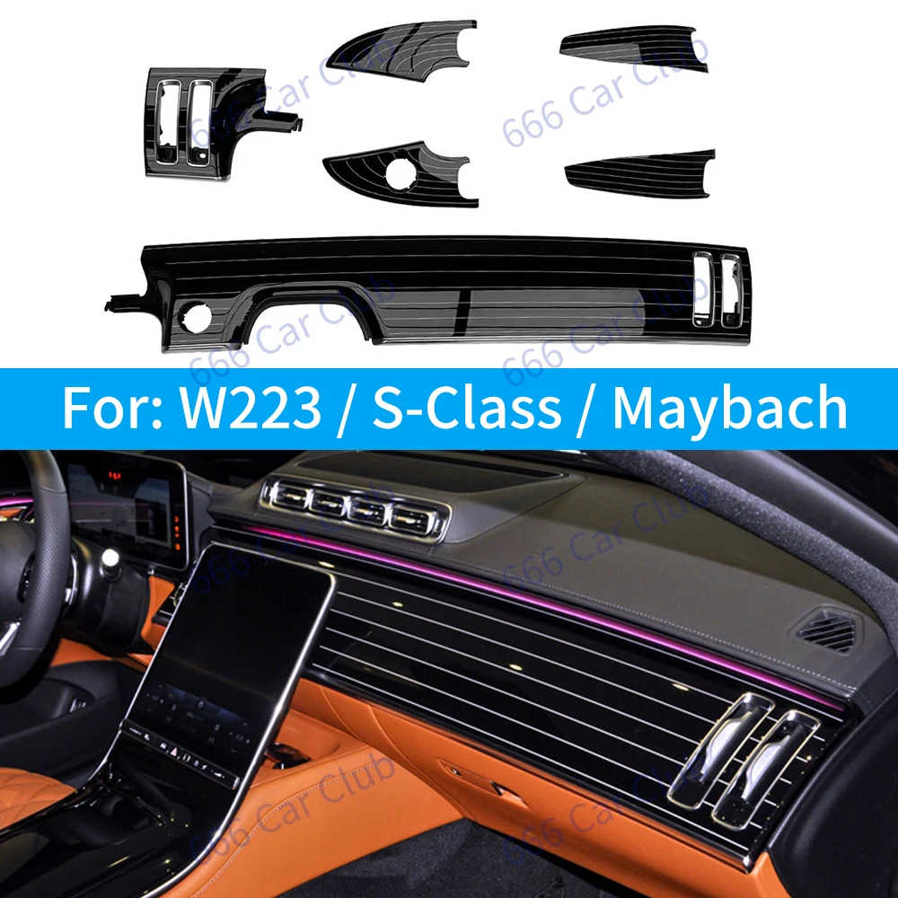 메르세데스 벤츠 W223 S450 S500 S480 S 클래스 Maybach 자동차 도어 악기 피아노 페인트 스타일 커버 용 자동차 인테리어 Decorativa 패널 