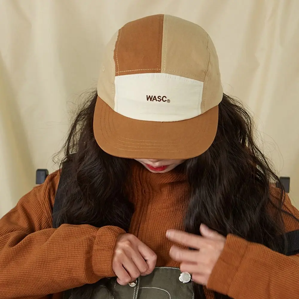 

Simple 5 Panel Patchwork Color Baseball Caps Sun Protection Breathable Sun Hat Quick Dry Hip Hop Cap Street Wear