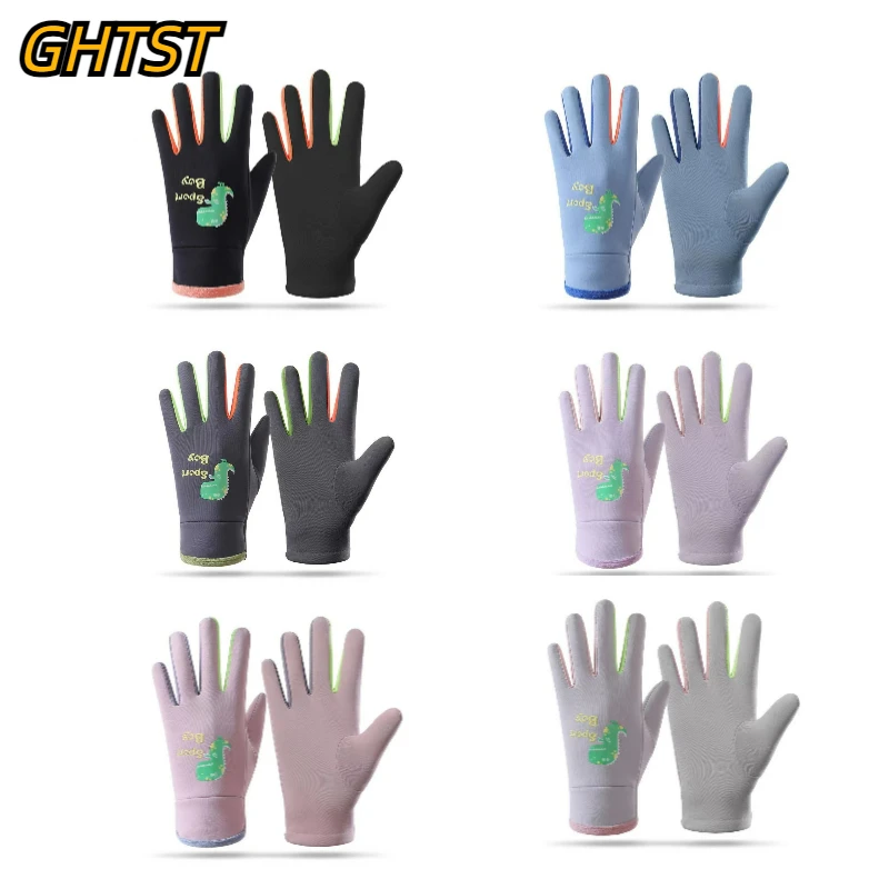 Winter Children Cycling Gloves Waterproof  Cartoon Dinosaur MTB Skate Infantil Scooter Ski Outdoor Sports Fleece Kids Gloves