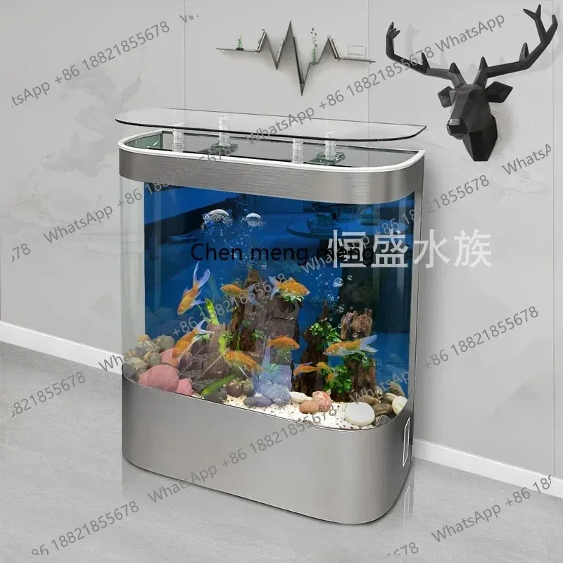 

Аквариум CC182 для гостиной, рядом с тумбой под телевизор. Маленький интегрированный безводный экологический стеклянный аквариум с ландшафтным дизайном.