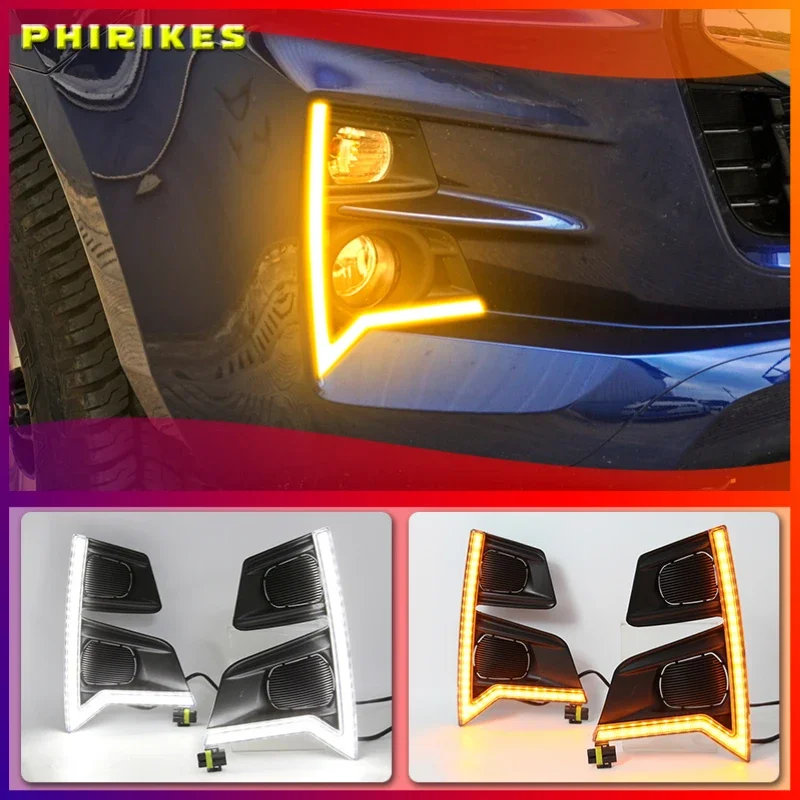 1 Pair For Isuzu D-max 2020 2021 LED Daytime Running Light Dynamic Turn Yellow Signal Relay Car 12V LED DRL Day Light