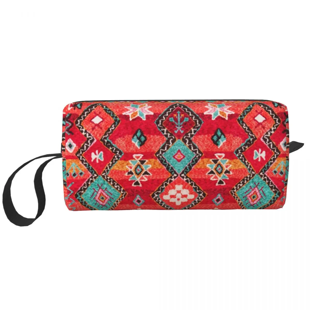 Red Oriental Heritage Berber Colored Moroccan Style Toiletry Bag for Bohemian Tribal Makeup Cosmetic Bag Beauty Storage Dopp Kit