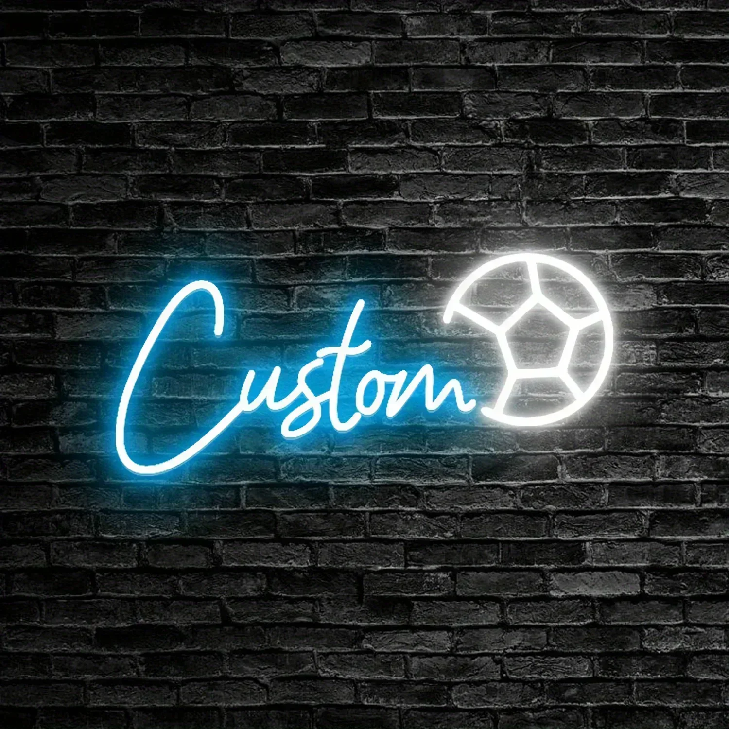 Custom LED Name Neon Sign - Soccer Ball Wall Decor with Personalized Text, for Weddings, Birthdays, Living Room & Bedroom