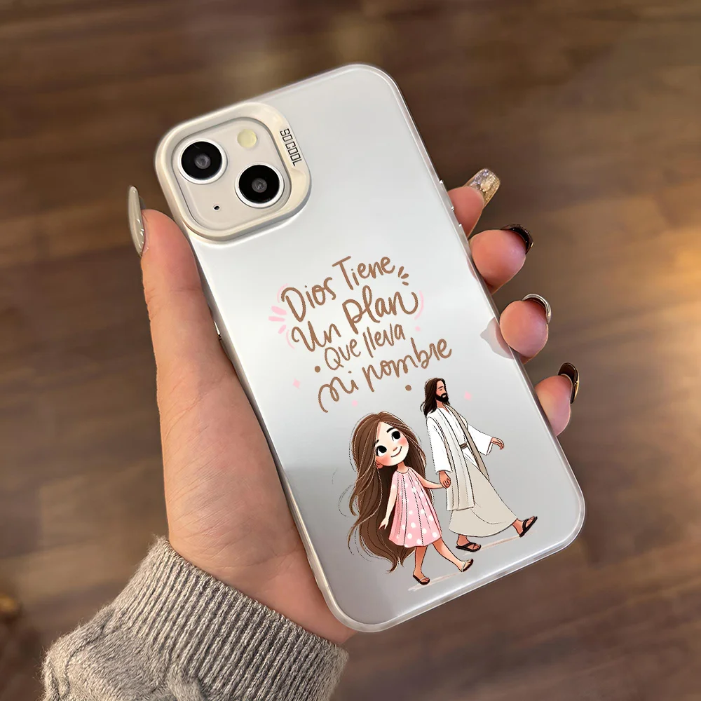 حافظة هاتف جميلة تظهر فتاة محظوظة المشي مع الله لهاتف iPhone 16 15 14 13 12 11 Pro Max Plus #2