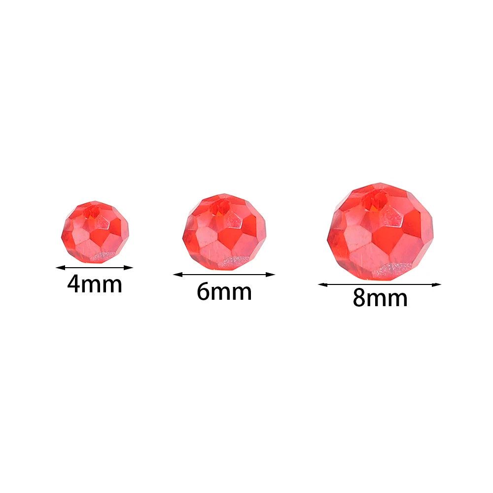100-200pcs/bag 4/6/8mm Mix Color Faceted Glass Beads Clear Round Flat Loose Beads For Jewelry Making DIY Bracelet Necklace