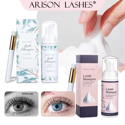 ARISON 60ml Eyelash Cleansing Shampoo Kit Eyelashes Extension Glue Eye Lash Cleaning Foam Pump Design No Stimulation Makeup