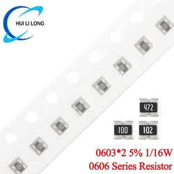 100PCS 0606 0603*2 Network Resistor 5% 1/16W SMD Array 0~100K 0 10 22 33 47 100 120 220 330 470 1K 2.2K 3.3K 4.7K 10K 100K ohm