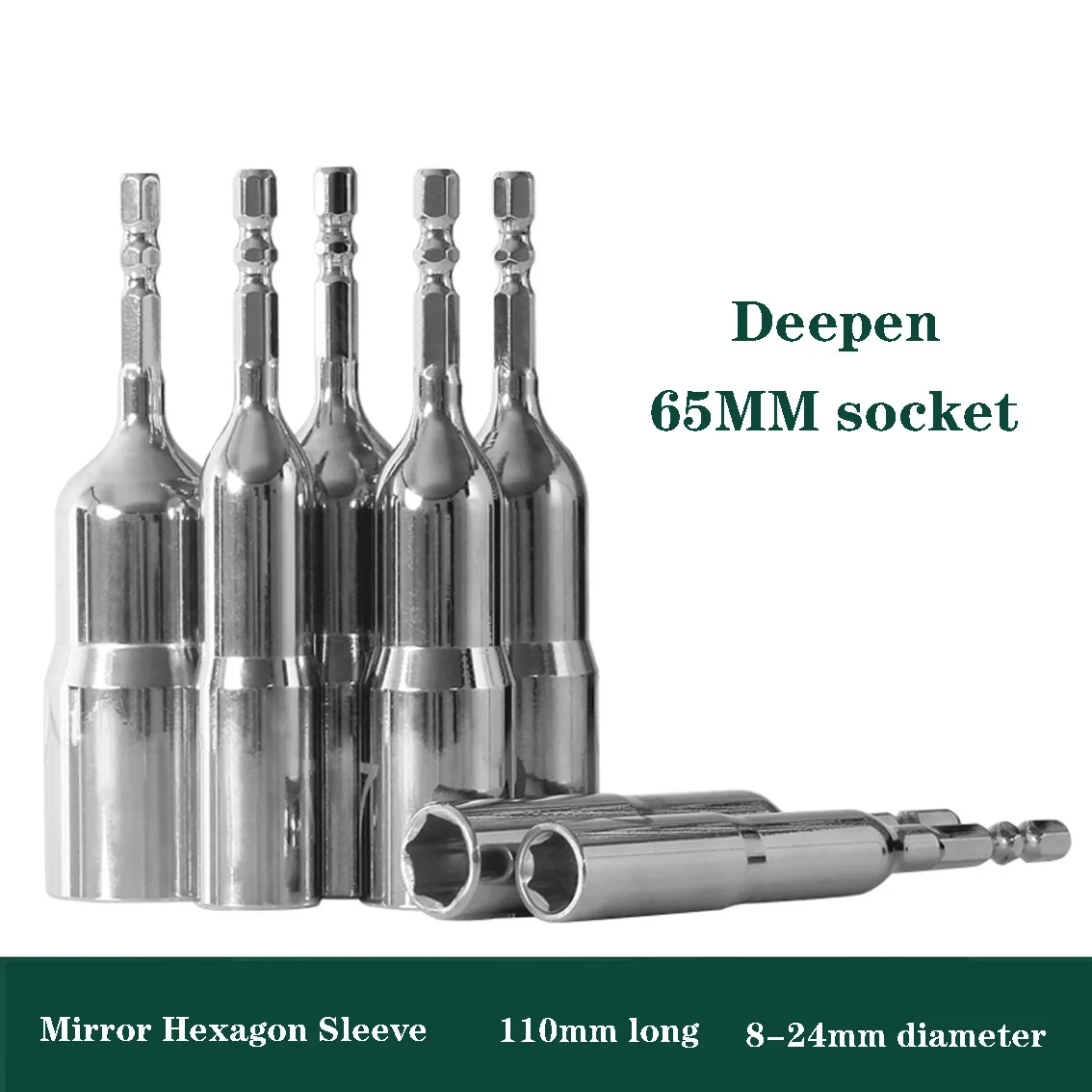 65mm Deep 8-21mm Hex Nut Screwdriver Bit Socket Electric Drill Impact Driver Drill Bit Wrench Hand Drill Kit Tool 110 Long