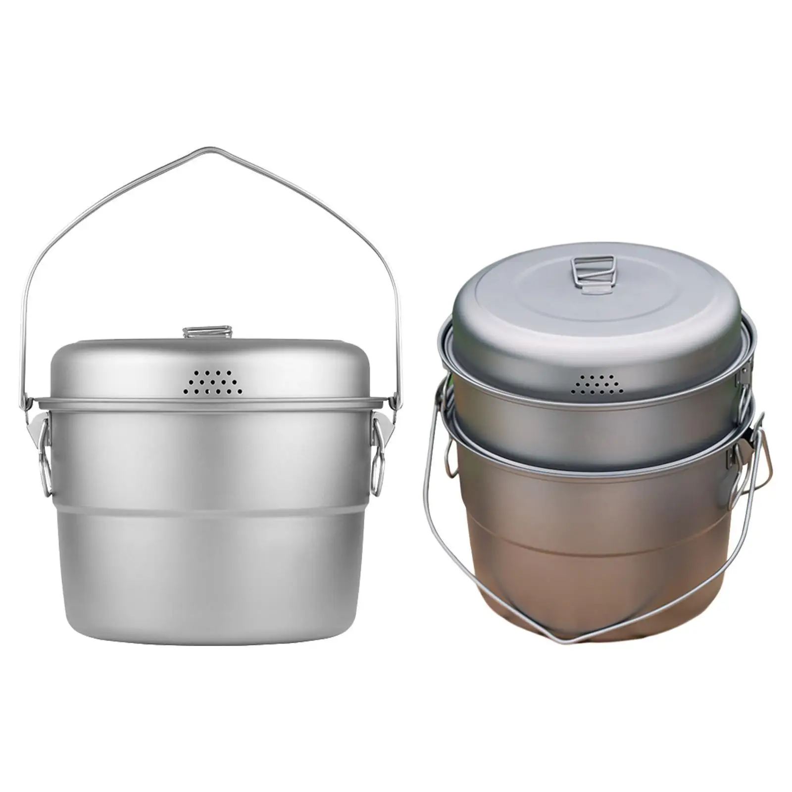 Camping Hanging Pot Stew Pot 5.5 L Capacity for 5-8 People Cooking Lightweight Outdoor Cookware Soup Pot for Fishing Barbecue